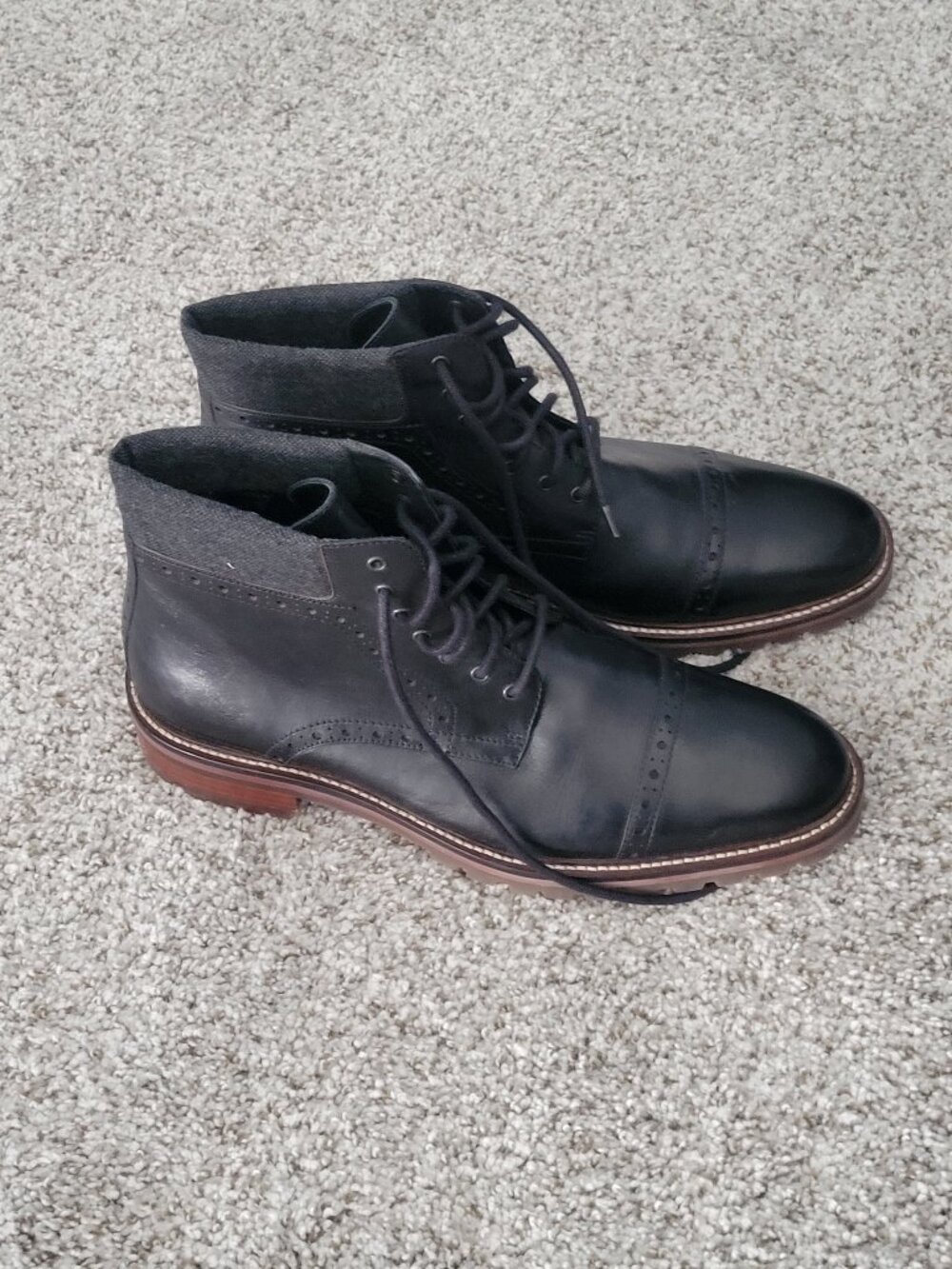 Warfield & Grand Potrero leather lace up boots Black Sz 12 US